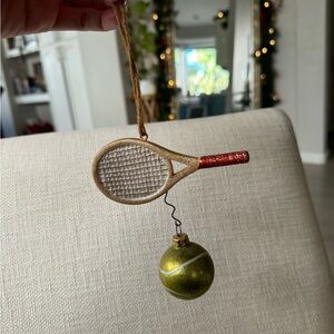 Vintage Pottery Barn Tennis Racket & Ball